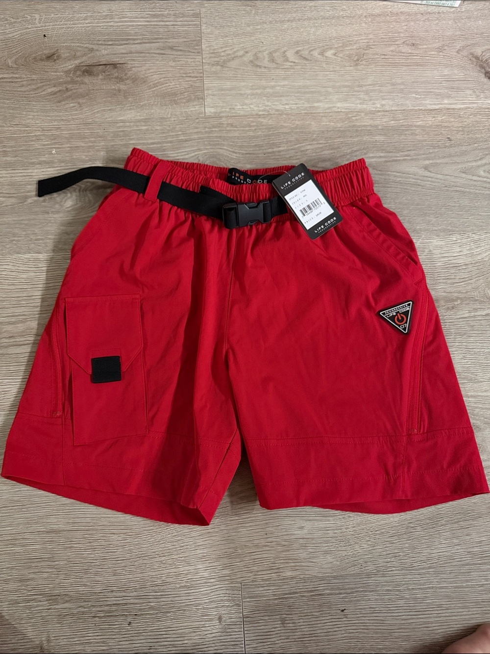 I Heart Raves Red Men’s Casual Cargo Shorts with Belt